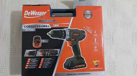 SAR 150,  De Wesser Cordless Drill 18 V With Accessories ( New)