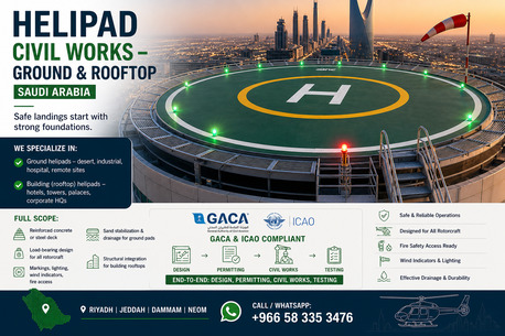 Helipad Civil Works – Ground & Rooftop | Saudi Arabia photo 2