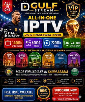 Best IPTV Dhahran: 15,000 Ind/Pak/Arabic Channels + 52,000 Movies (Trial Available)