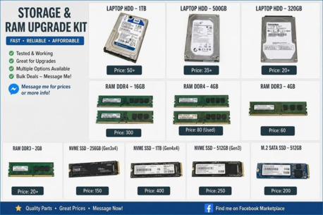 SAR 20,  Laptops Hard Disk ,Memory (RAM)s & Laptop Chargers