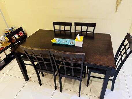 SAR 550,  Dining Table With 6 Chairs (solid Wood) From Home Center With Small Buffet Table photo 2