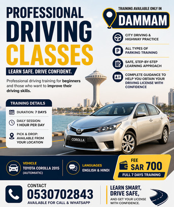 SAR 700,  Driving Classes In Dammam – Beginner Friendly