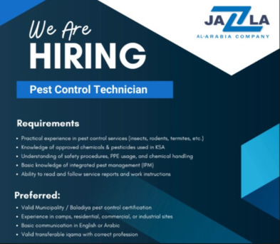 Requirement For: Pest Control Technician ; H.D. Drivers