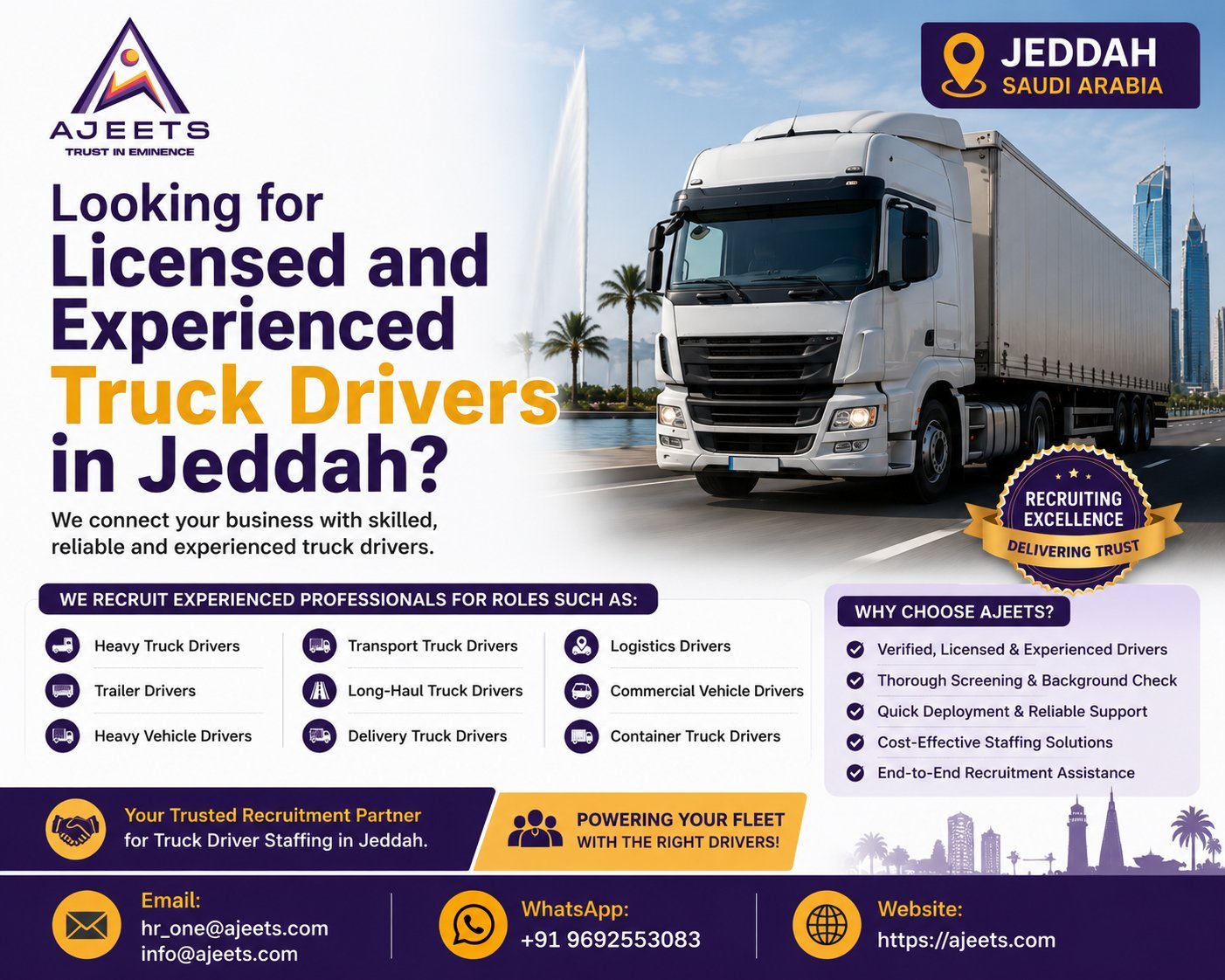 Truck Driver Recruitment Services in Jeddah, Saudi Arabia