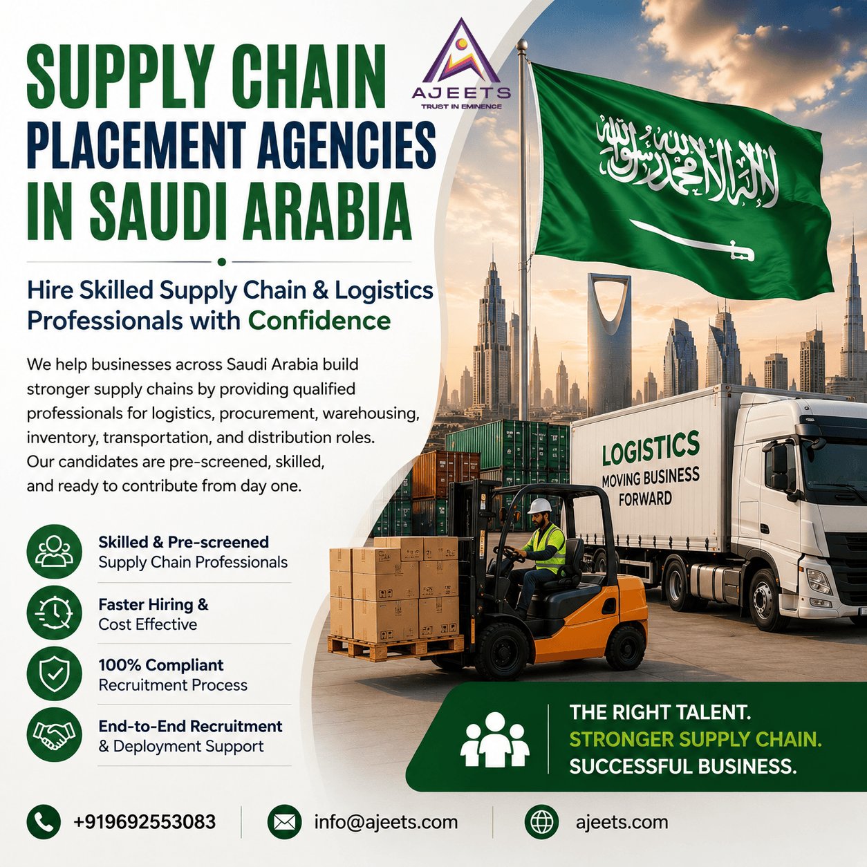 Supply Chain Placement Agencies in Saudi Arabia – Hire Skilled Supply Chain Professionals with AJEETS