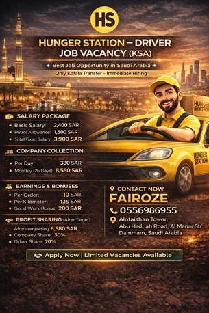 Urgently Hiring Hunger Station Driver Job Offer Need 50 Riders photo 1