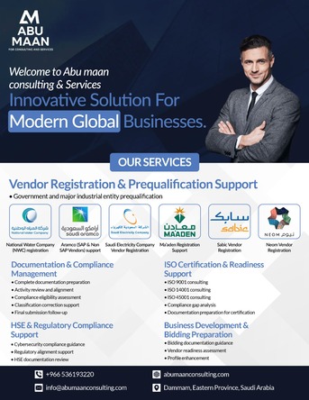 Aramco, SABIC, Maaden & NEOM Vendor Registration Services photo 1