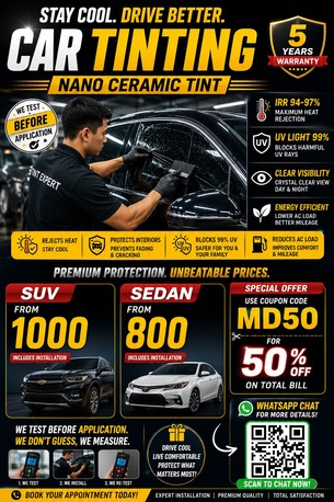 SAR 4001000,  Car Window Tint. Nano Ceramic 5 Year Warranty