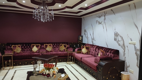 SAR 2000,  Used Majlis Sofa Set With Curtains & 3 Chandeliers For Sale – Jeddah photo 1