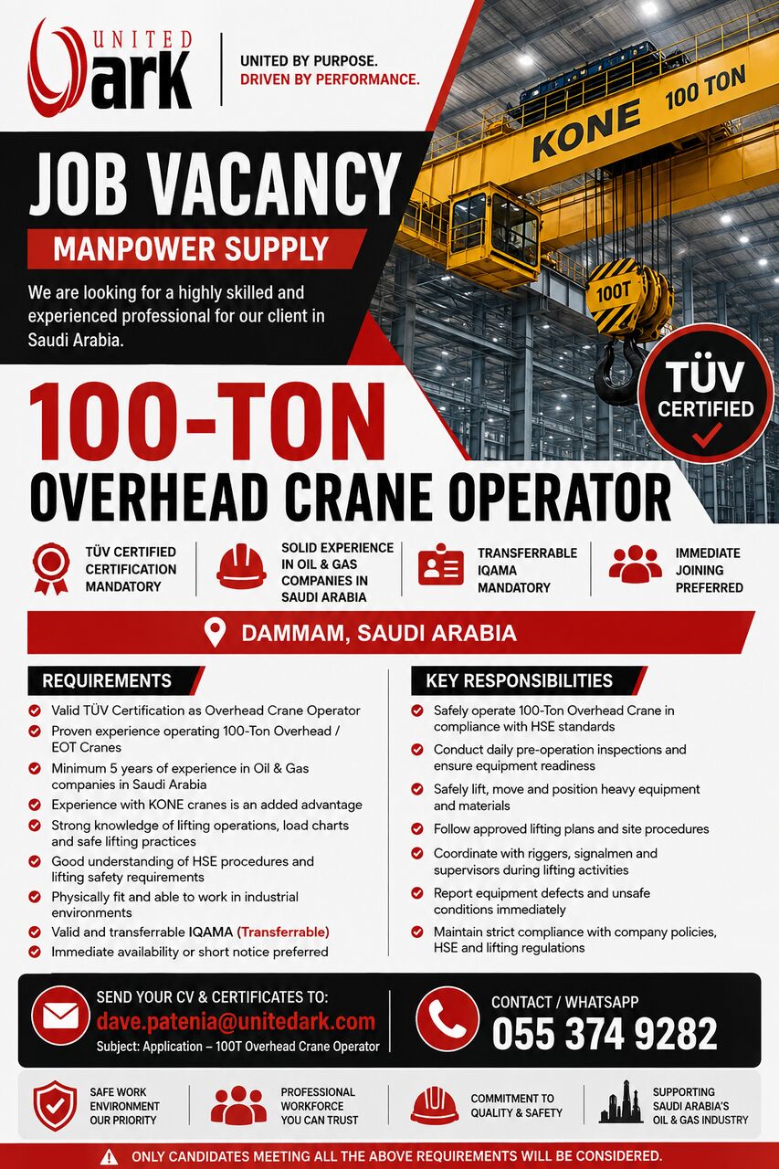 Are You A TUV Certified Kone 100T Over-head Crane Operator? photo 1