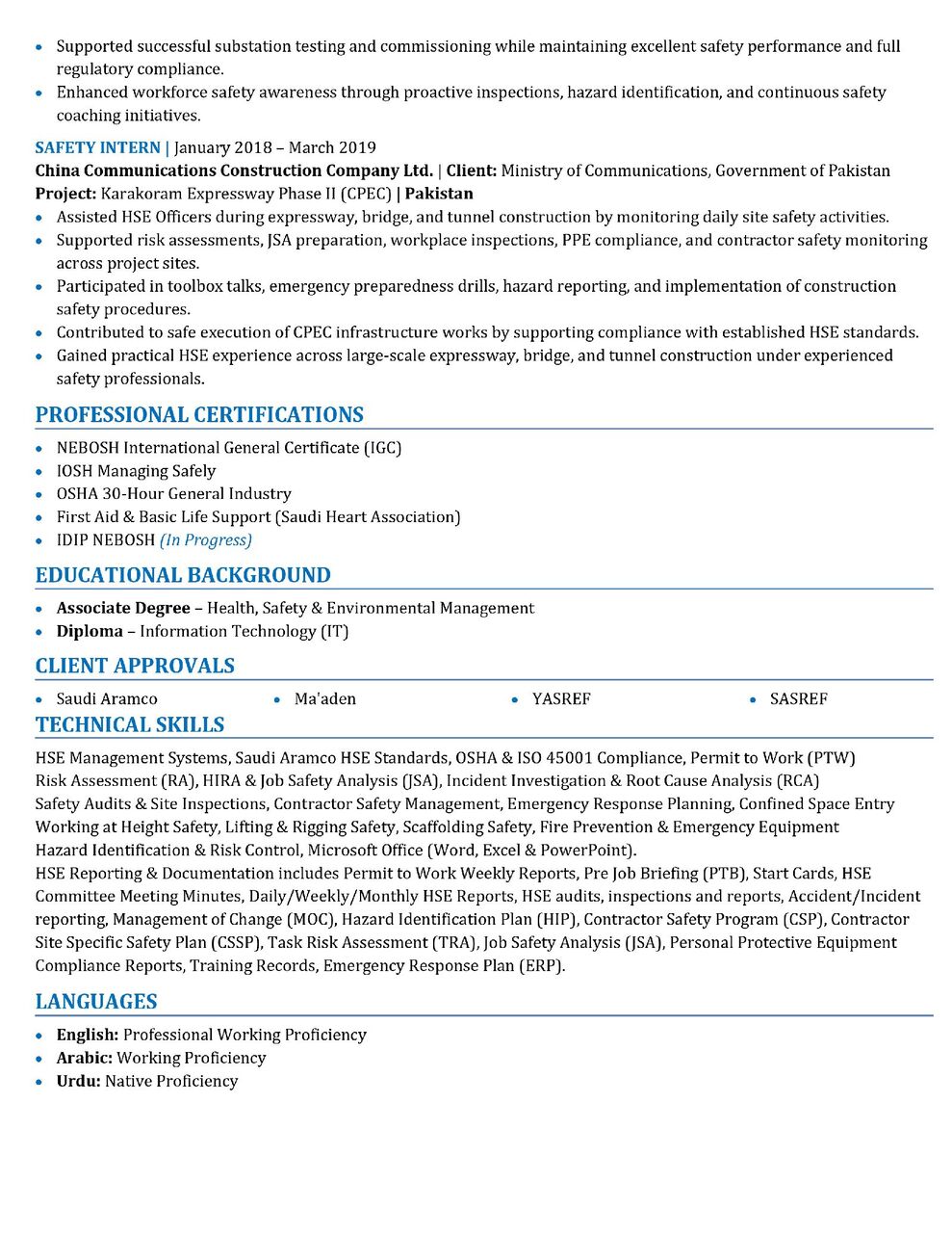 Looking For A Role As An Senior HSE Officer Or Supervisor. photo 3