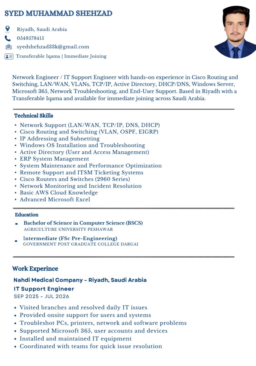 Looking For An IT Support / Network Engineer Job In Riyadh photo 2
