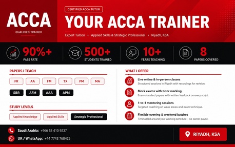 ACCA Tutor | Online & In-Person Classes | Riyadh, Saudi Arabia photo 1