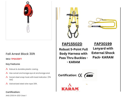 ARAMCO APPROVED, KARAM Electron Block, Safety Harness,Fall Arrest Block Supplier In Dammam photo 2