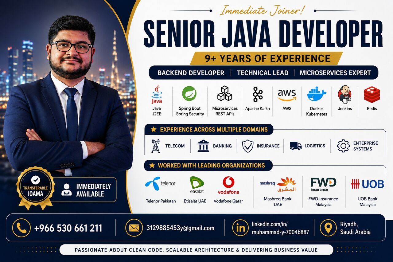 Senior Java Developer | Backend Developer | Spring Boot | Microservices | 9+ Years photo 1