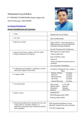 Looking For Safety/HSE Supervisor Role/Job Aramco Approved.I Have 10 Years Experience photo 1