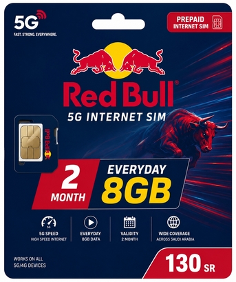 SAR 130,  RED BULL SIM CARD 2 MONTH PACKAGE 8GB DATA EVERY DAY. (ONLY 130 SR)(DELIVERY EXTRA CHARGE) photo 2
