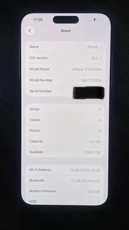 SAR 3050,  Iphone 15 PRO MAX,Black Titanium, 256gb, BH 83%, Scratch Less Neat And Clean! photo 2