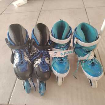 SAR 30,  Two Pairs Of Kids Adjustable Inline Skates (Sizes 25-30 & 30-35) photo 1
