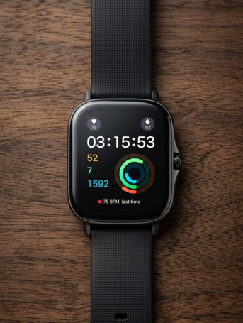 SAR 499,  AMAZFIT GTS2 SMART WATCH BLACK COLOR FREE 3 STRAPS WHITE, ORANGE, YELLOW AND BLACKYELLOW, photo 2