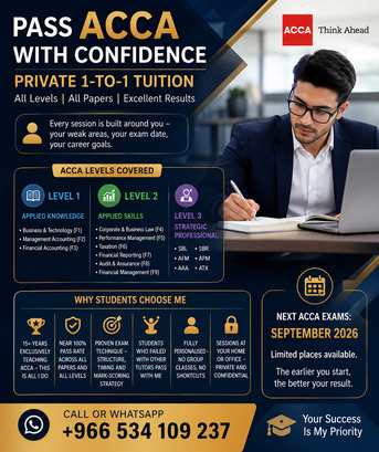 Private 1-to-1 ACCA Tuition | All Levels | High Pass Rate