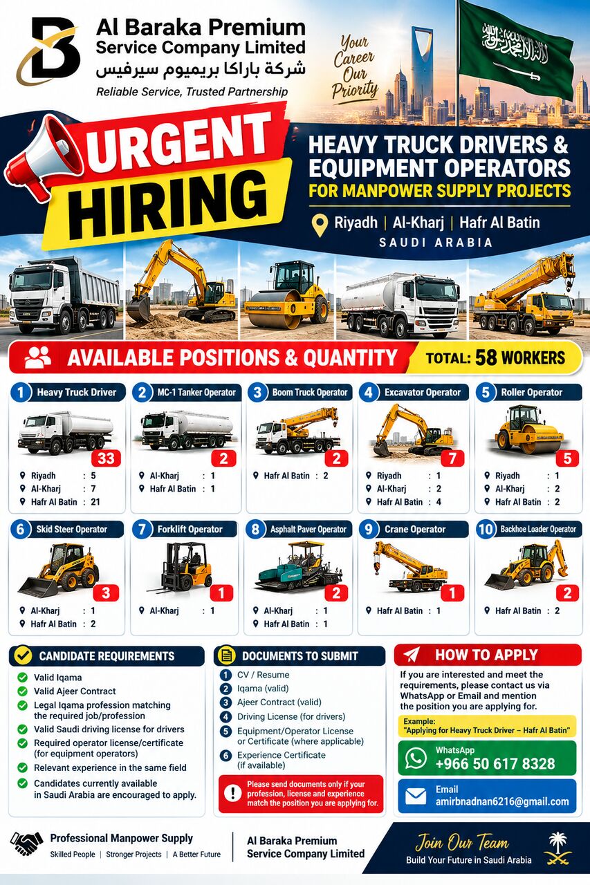 Heavy Drive,  Mc-1 Tanker, Forklift Driver, Excavator, Boom Truck,