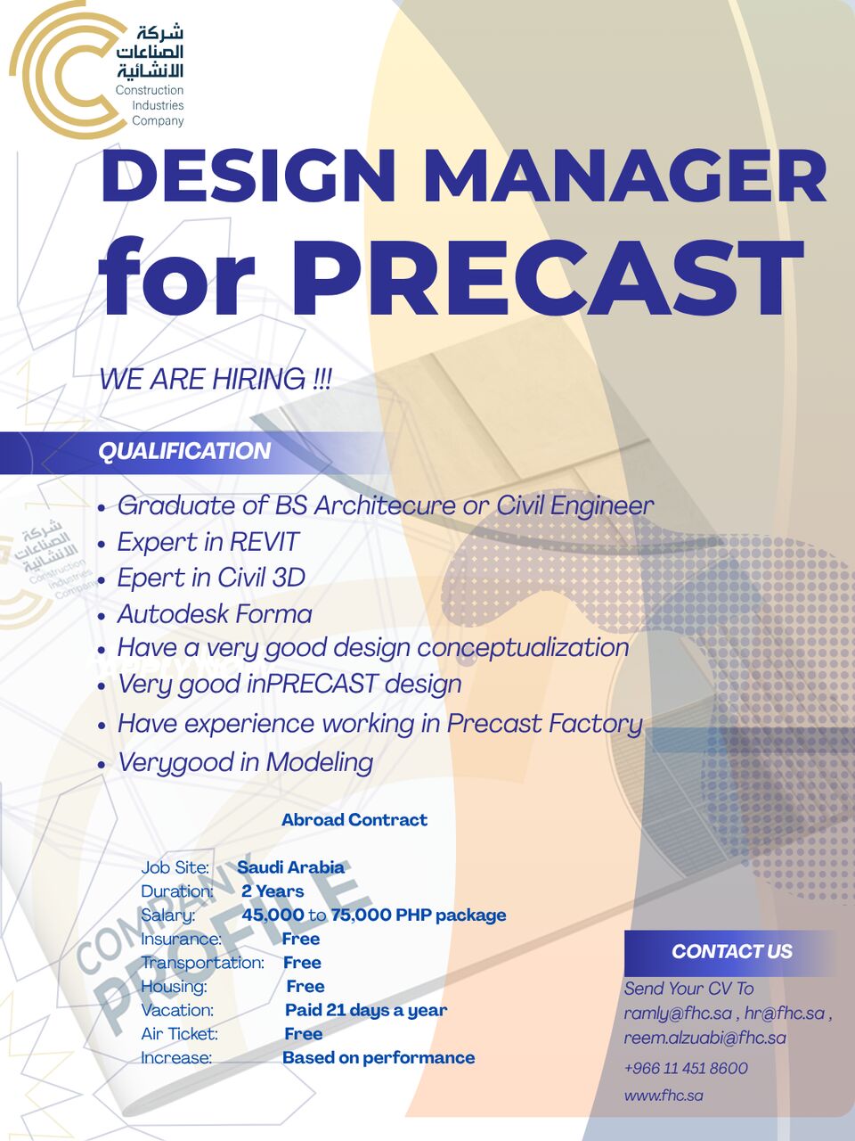 Technical Manager For Precast Factory