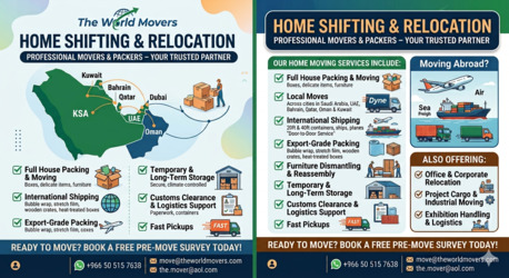 The World Movers - HOME SHIFTING▲2▲ALL KSA-BAHRAIN-QATAR▲DUBAI-UAE:▲OMAN▲KUWAIT▲0505157638 photo 1