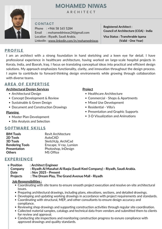 Architect/Interior Designer/Healthcare Architect